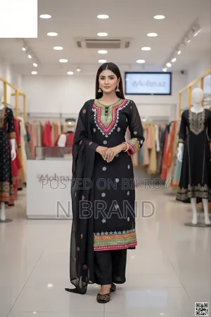 Readymade Georgette Dollar and Embroidery Work Three Piece Mr