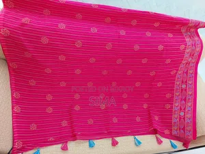 Brand New Rani Pink Nakshi Kantha Stitch Print Cotton Saree