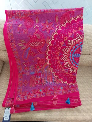 Brand New Rani Pink Nakshi Kantha Stitch Print Cotton Saree