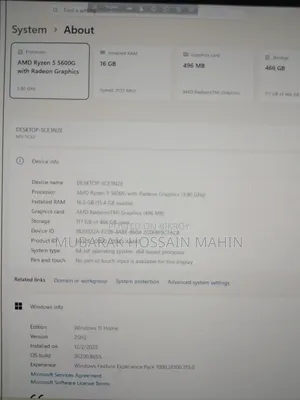 Desktop Computer MSI Pro 22E 6M 16GB AMD Ryzen 5 SSD 500GB