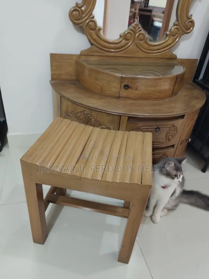 Teak Wood Dressing Table + Stool for Sale