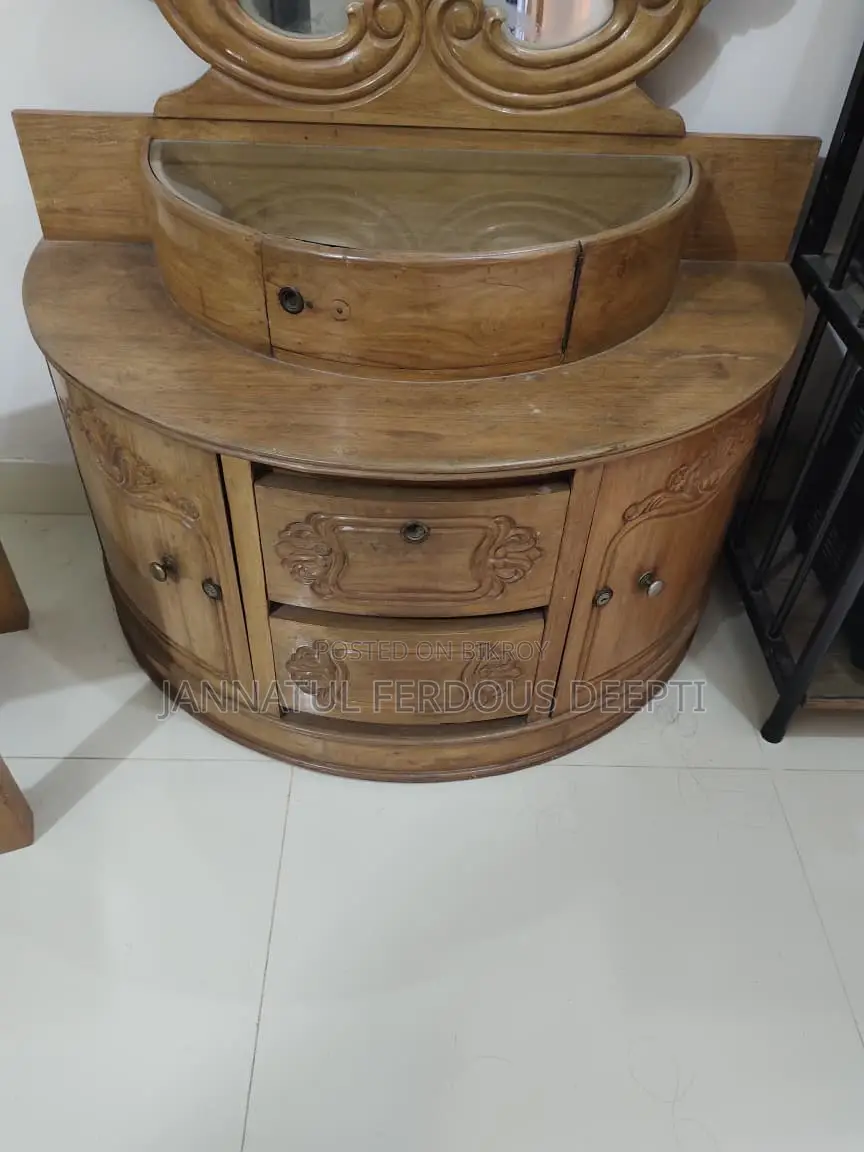 Teak Wood Dressing Table + Stool for Sale