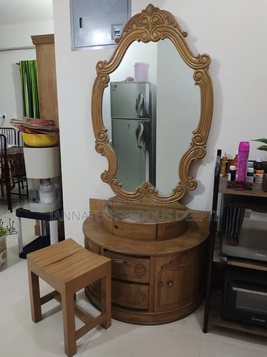 Teak Wood Dressing Table + Stool for Sale