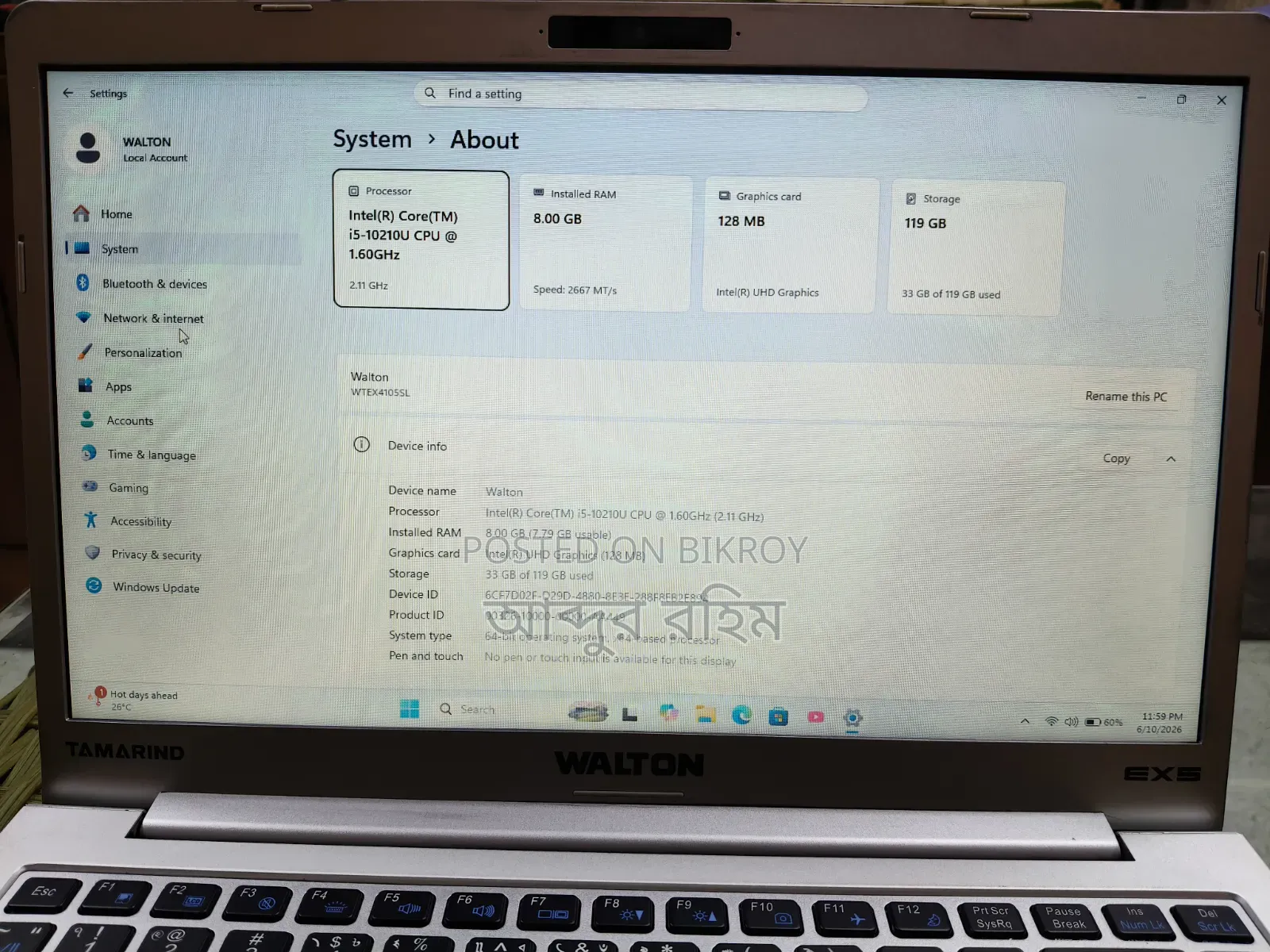 Laptop 8GB Intel Core i5 SSD 128GB