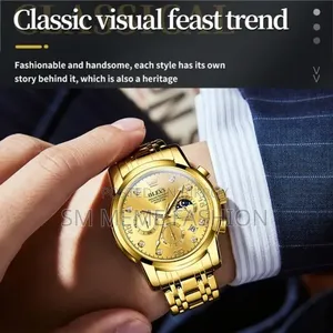 Olevs 2889 Ch – Gold Olevs 2889 Quartz Stainless Steel Strap Watch
