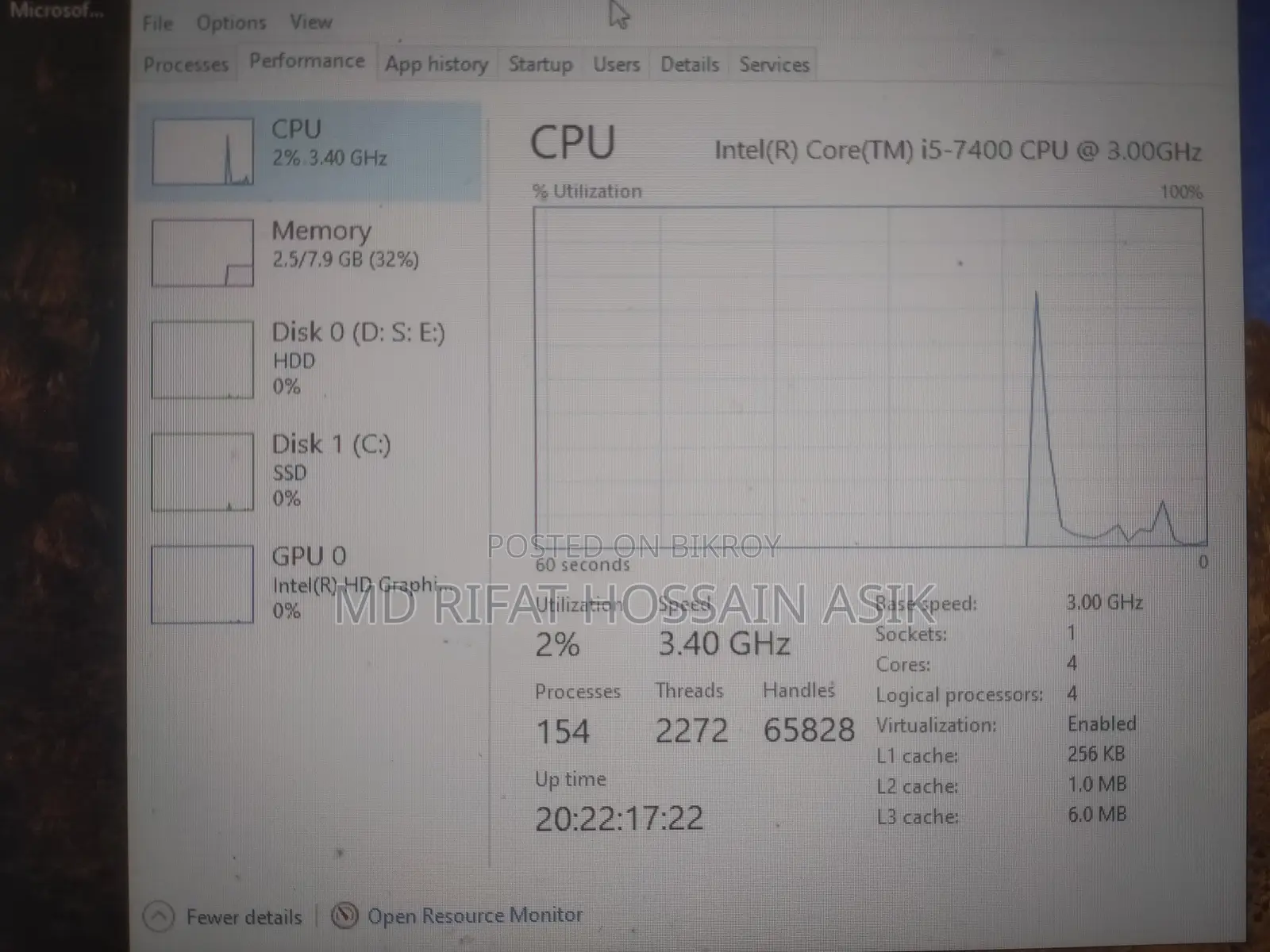 Desktop Computer Asus 8GB Intel Core i5 HDD 500GB