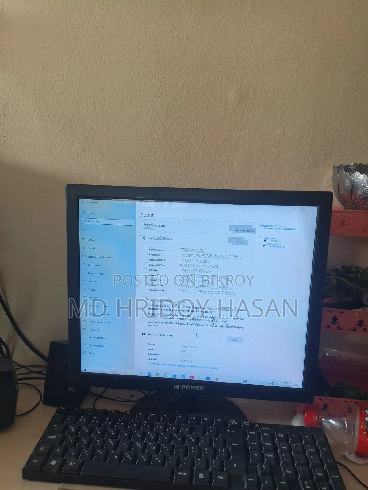 Desktop Computer 4GB RAM Intel Core i3 SSD 128GB
