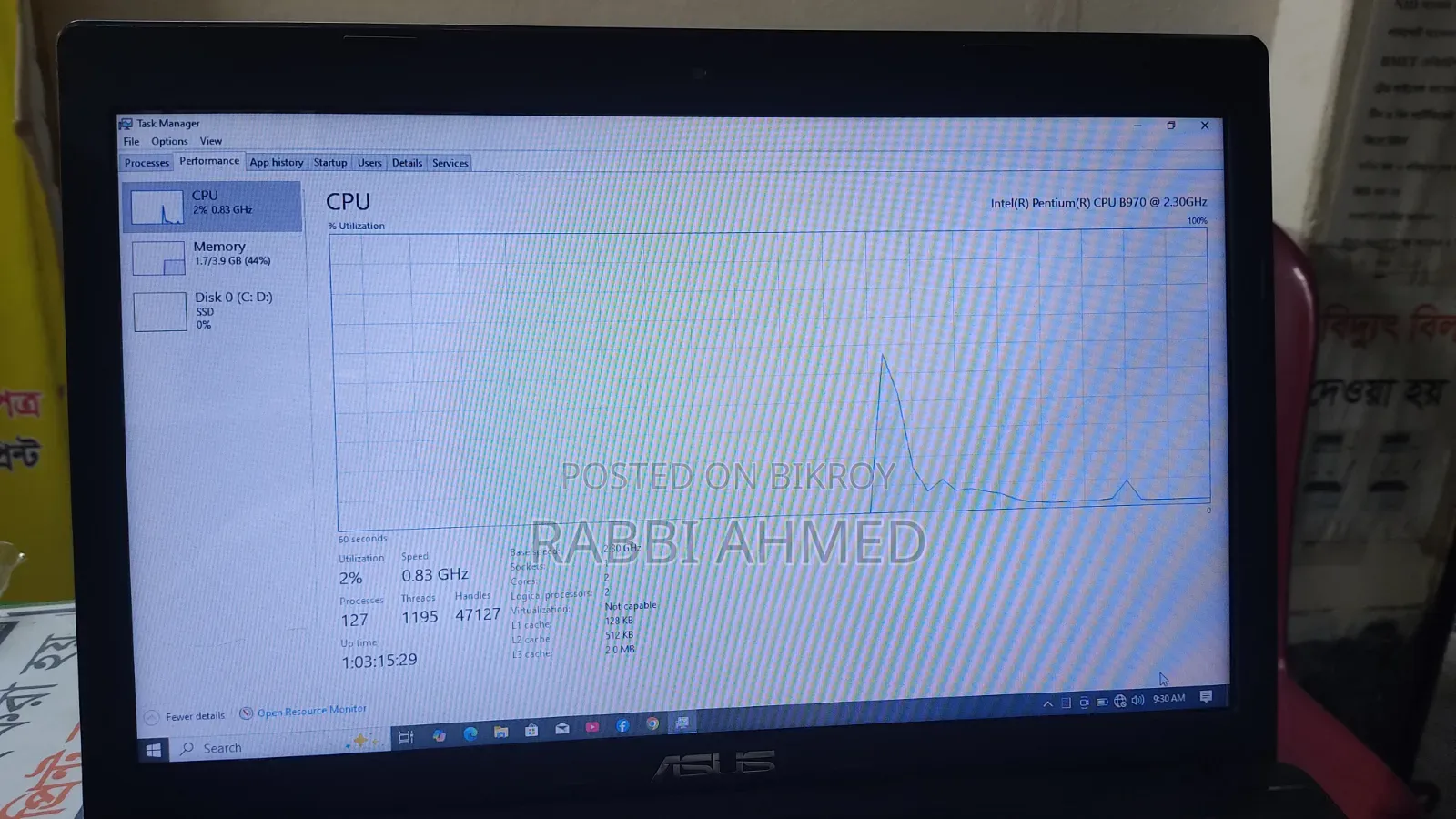 Laptop Asus 4GB Intel Pentium SSD 256GB