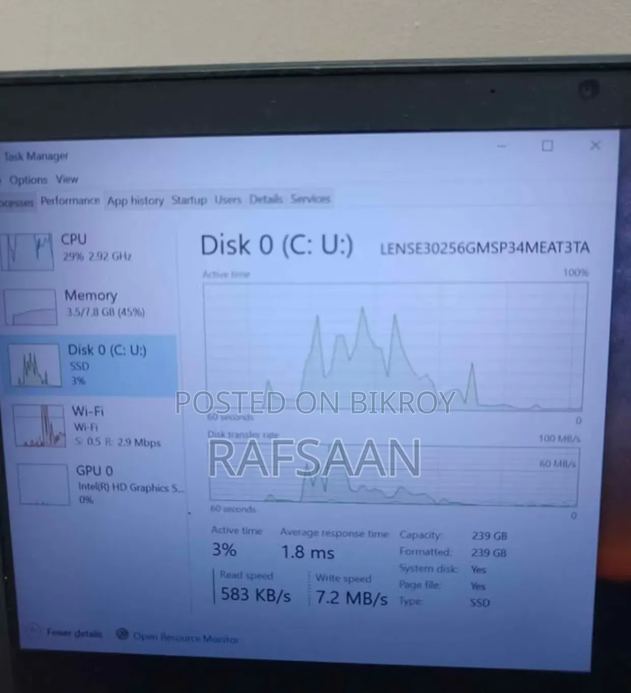 Laptop Lenovo 8GB Intel Core I5 SSD 256GB