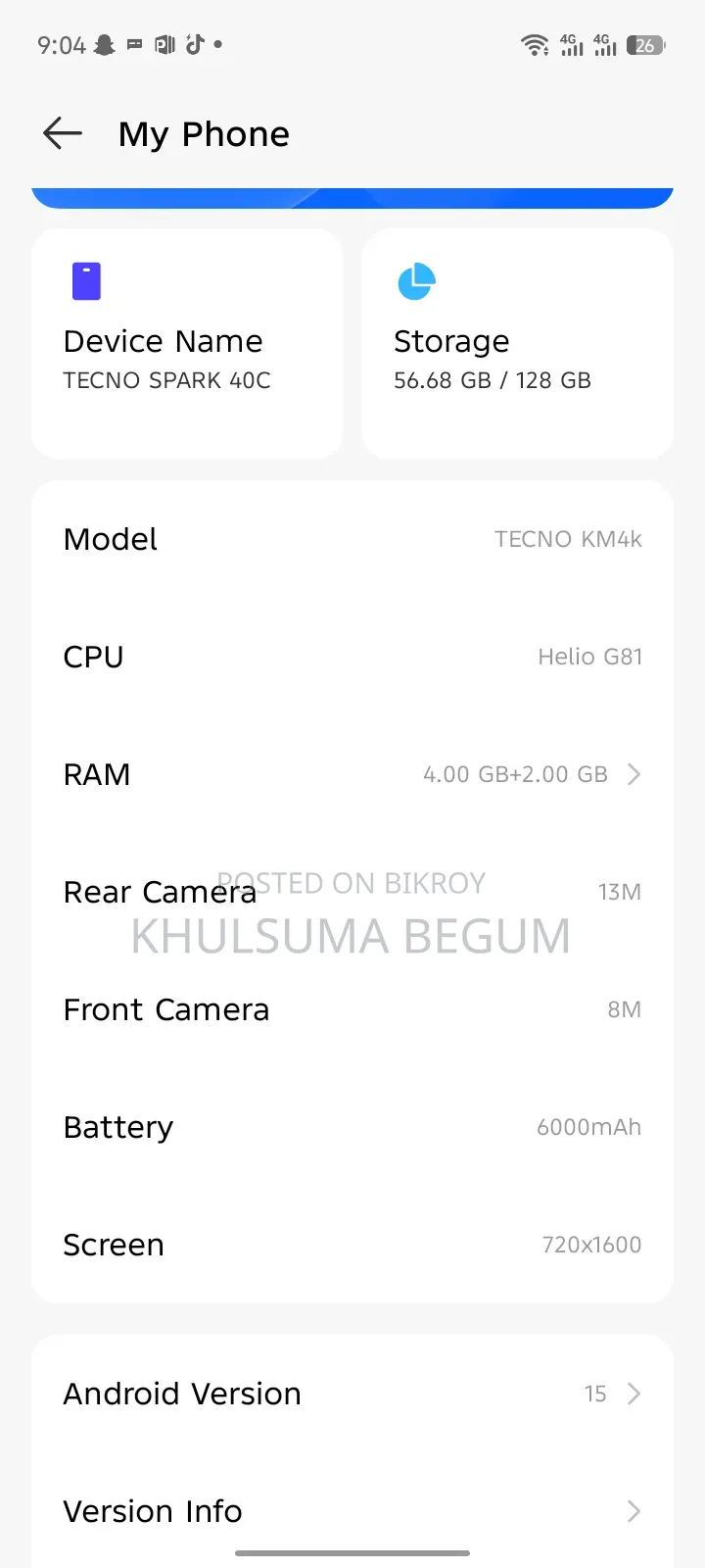 Tecno Spark 40 128 GB White