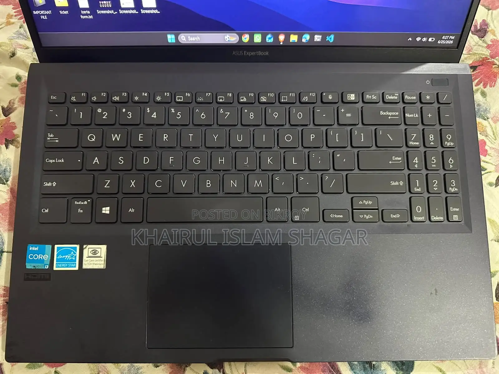 Laptop Asus 12GB Intel Core i3 SSD 512GB