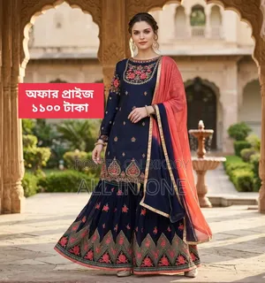 Royal Look Semi-Stitched Georgette Embroidered Sharara Dress