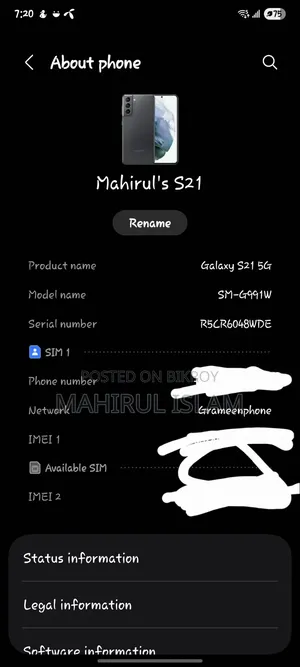 Samsung Galaxy S21 5G 128 GB Black