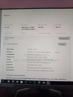 ডেস্কটপ কম্পিউটার ৮জিবি এএমডি রাইজেন ৭ এসএসডি ৫০০জিবি