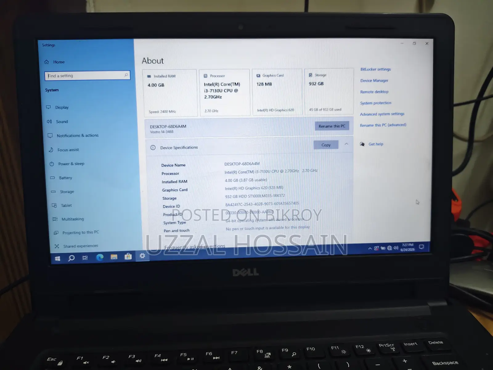 Laptop Dell Vostro 3460 4GB Intel Core I3 SSD 1T