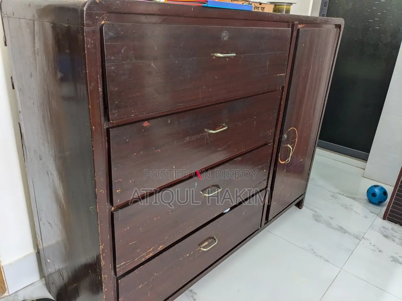 Pure Teak Wood Wardrobe with Drawers for Sale
