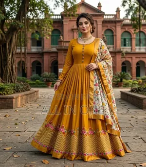 Semi-Stitched Georgette Embroidered Party Dress