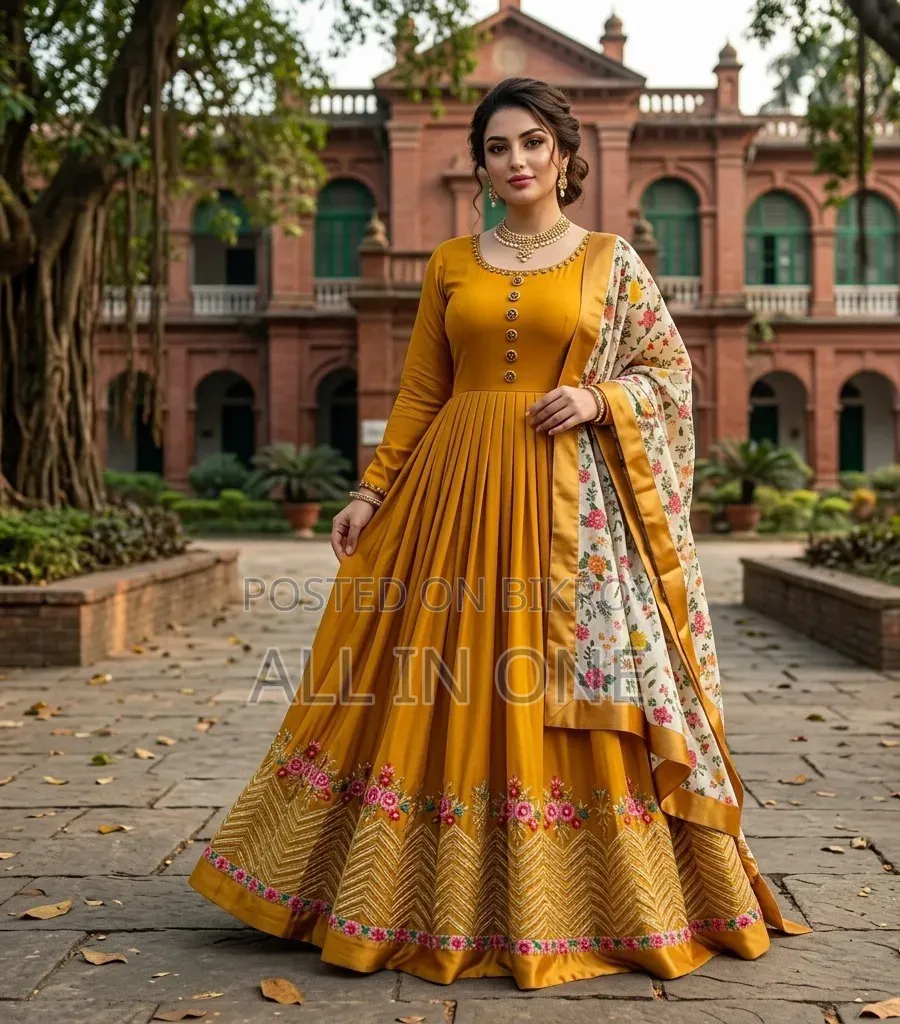 Semi-Stitched Georgette Embroidered Party Dress