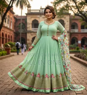 Semi-Stitched Georgette Embroidered Party Dress