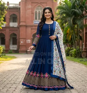 Semi-Stitched Georgette Embroidered Party Dress