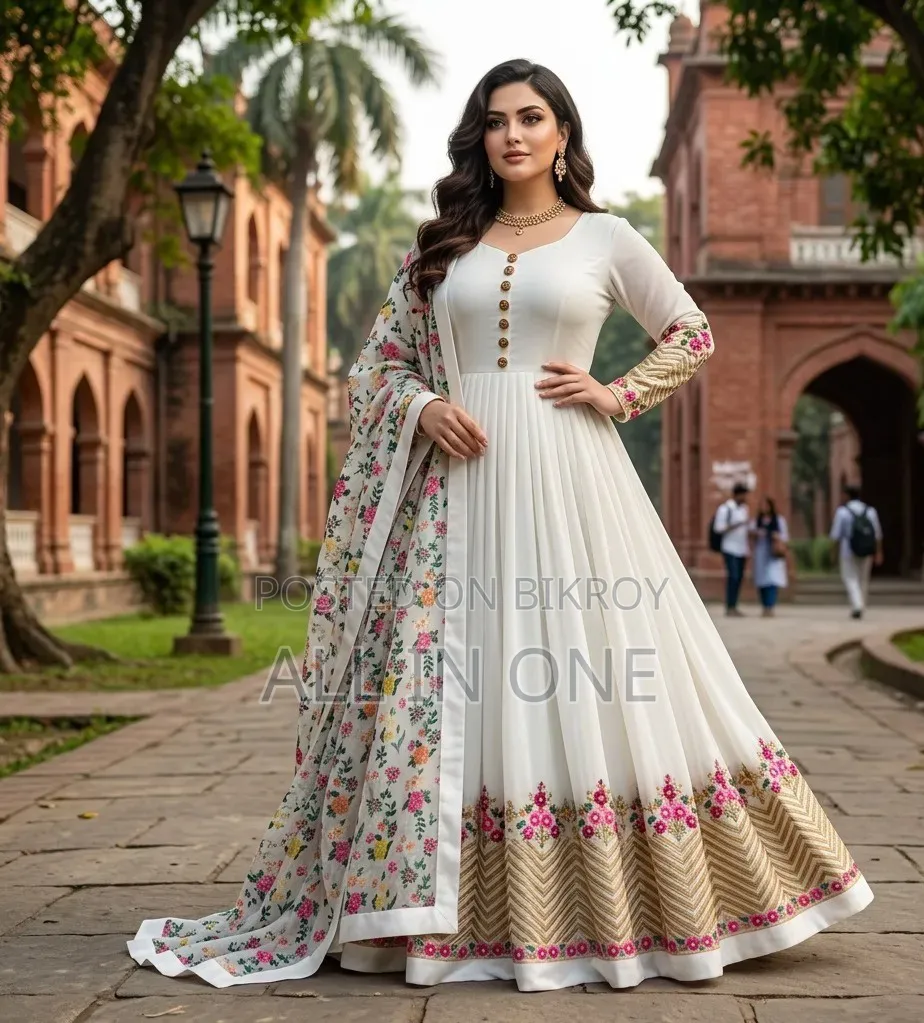 Semi-Stitched Georgette Embroidered Party Dress