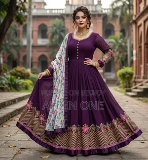 Semi-Stitched Georgette Embroidered Party Dress