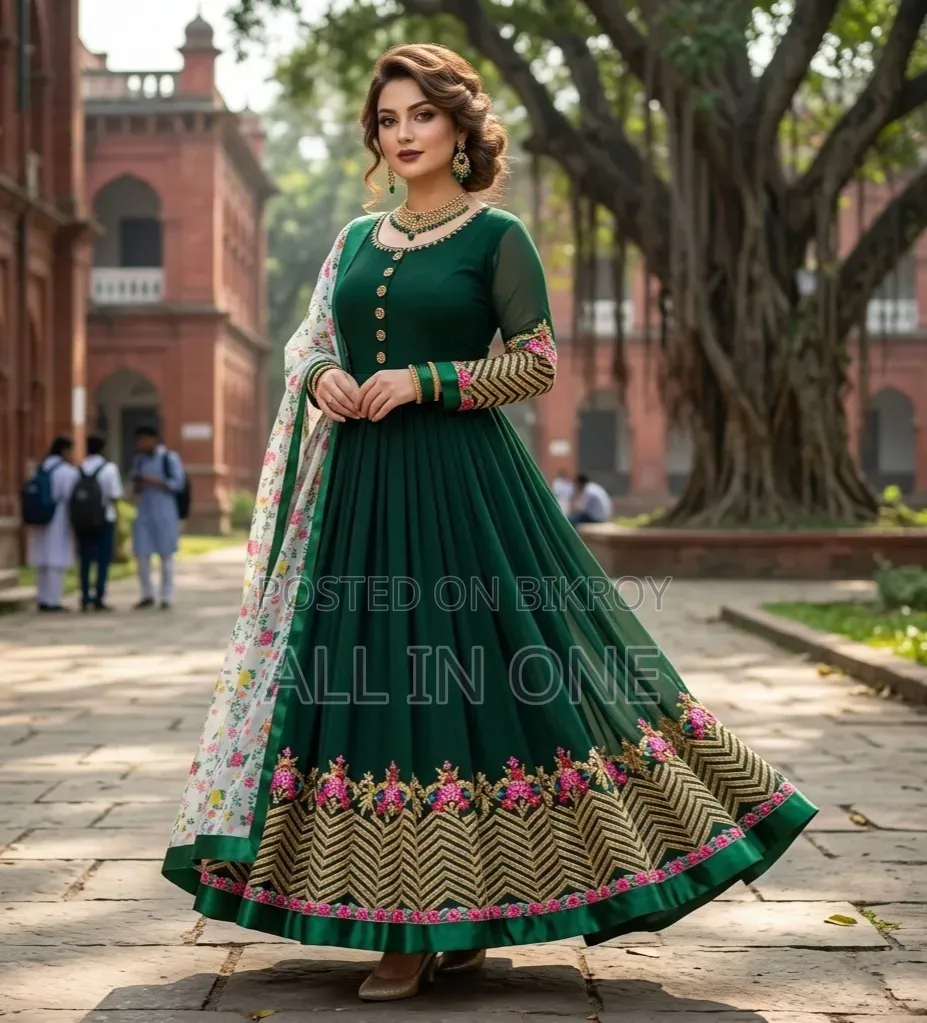 Semi-Stitched Georgette Embroidered Party Dress