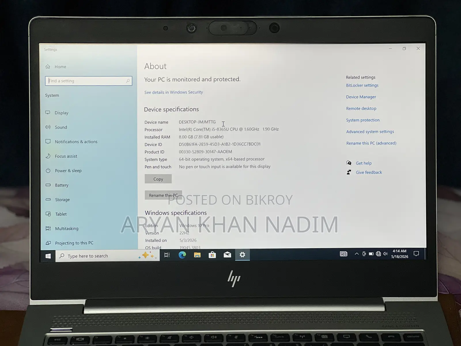 Laptop HP EliteBook 830 G6 8GB Intel Core I5 SSD 500GB
