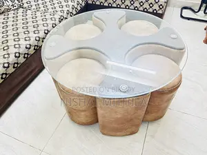 L-Shape Sofa + Glass Center Table Set for Sale