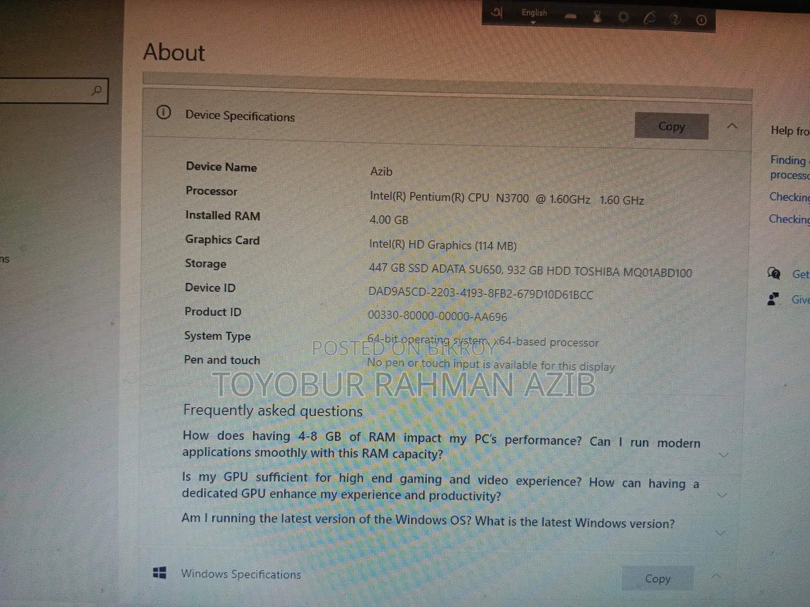 Laptop Asus X452VP 4GB Intel Pentium HDD+SSD 1.5T