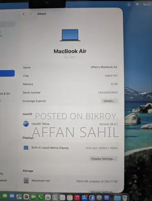Laptop Apple MacBook Air 2022 M2 8GB Apple M2 SSD 256GB