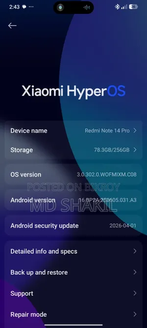 Xiaomi Redmi Note 14 Pro 256 GB Silver