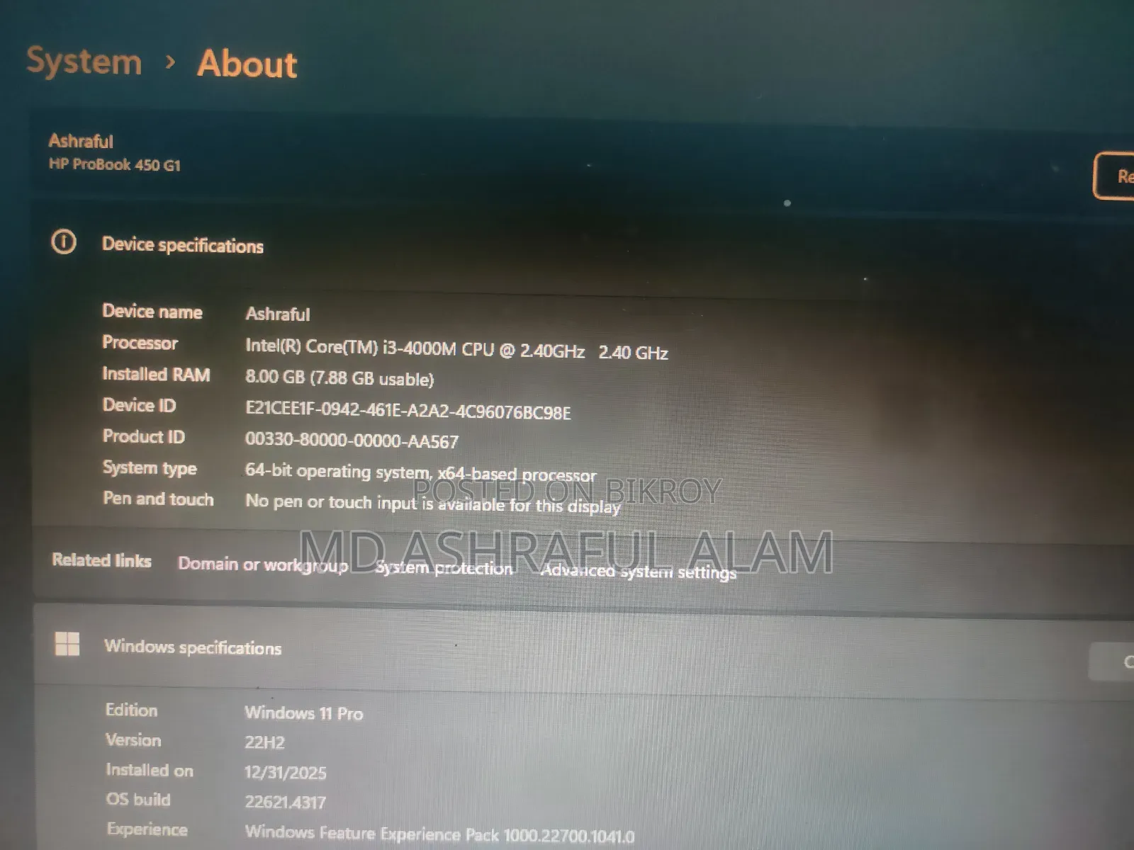 Laptop HP 430 G1 8GB Intel Core I3 SSD 256GB