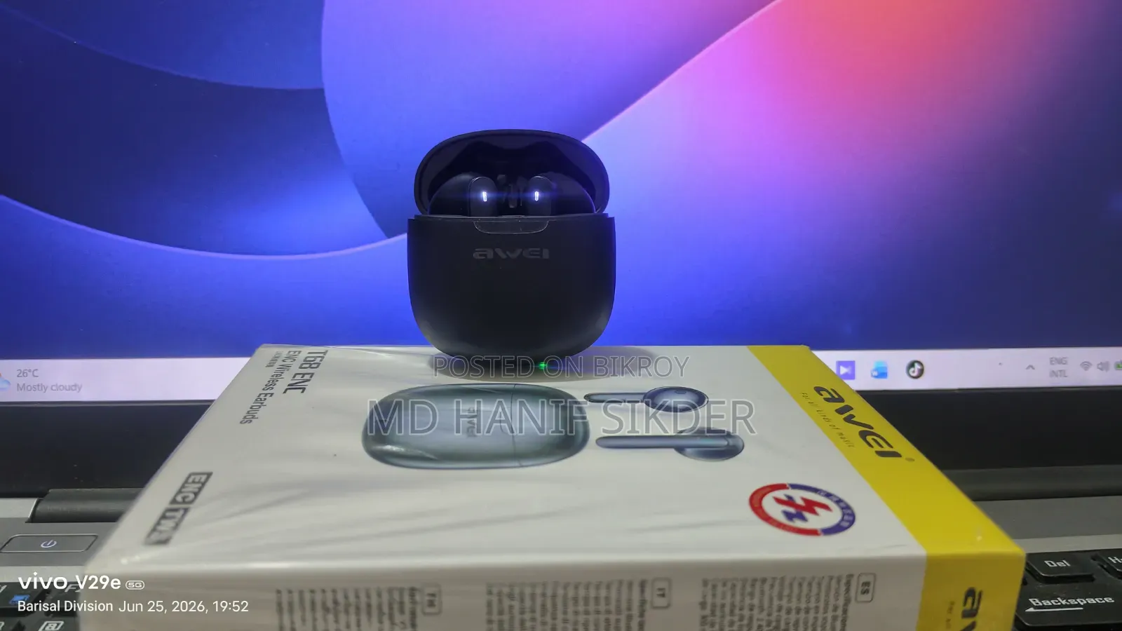 Awei T68 Enc Wireless Earbuds - Fully Fresh Condition (With Box)