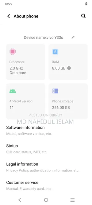 Vivo Y33s 128 GB Black