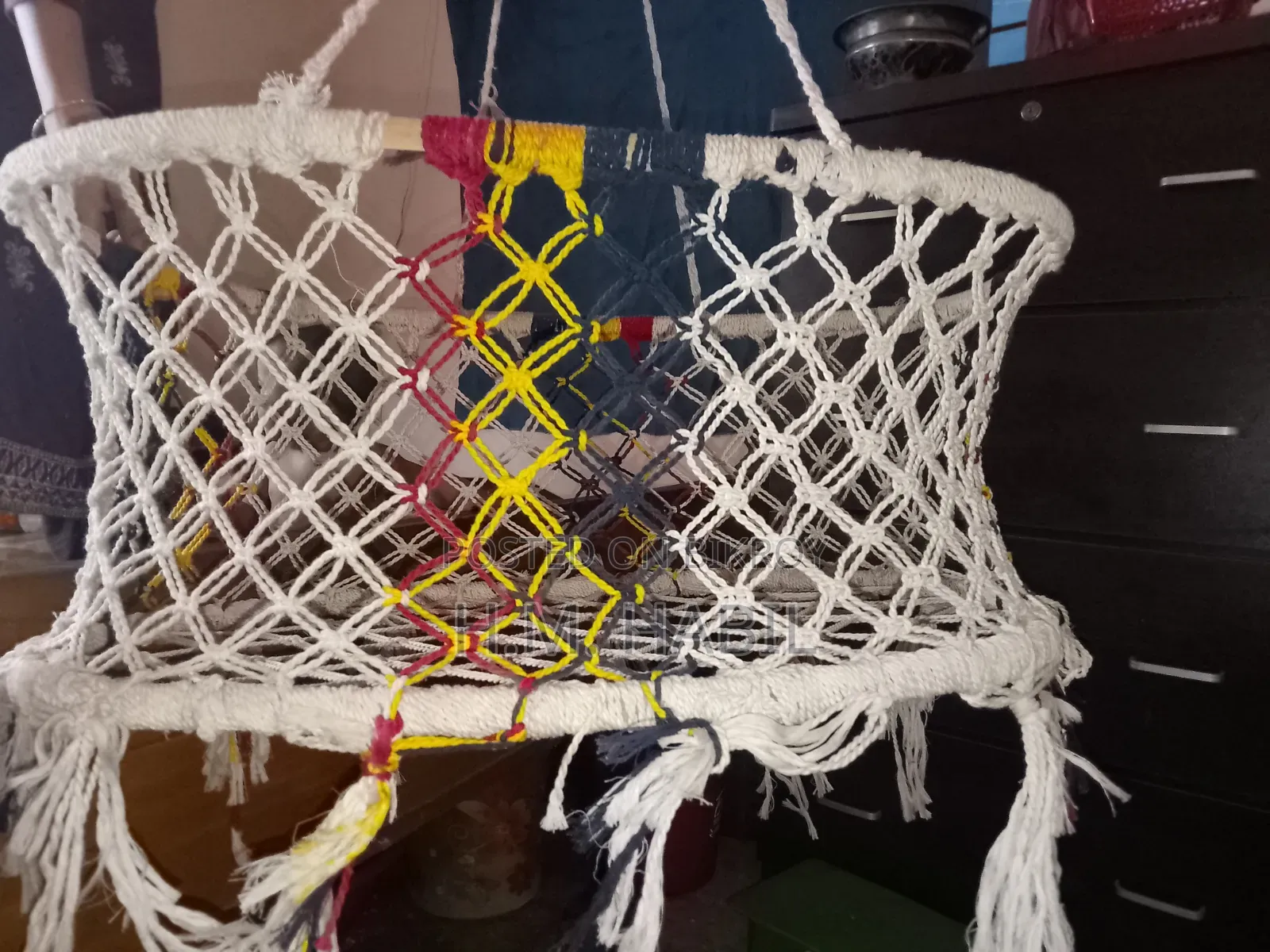 colorful jute baby cradle