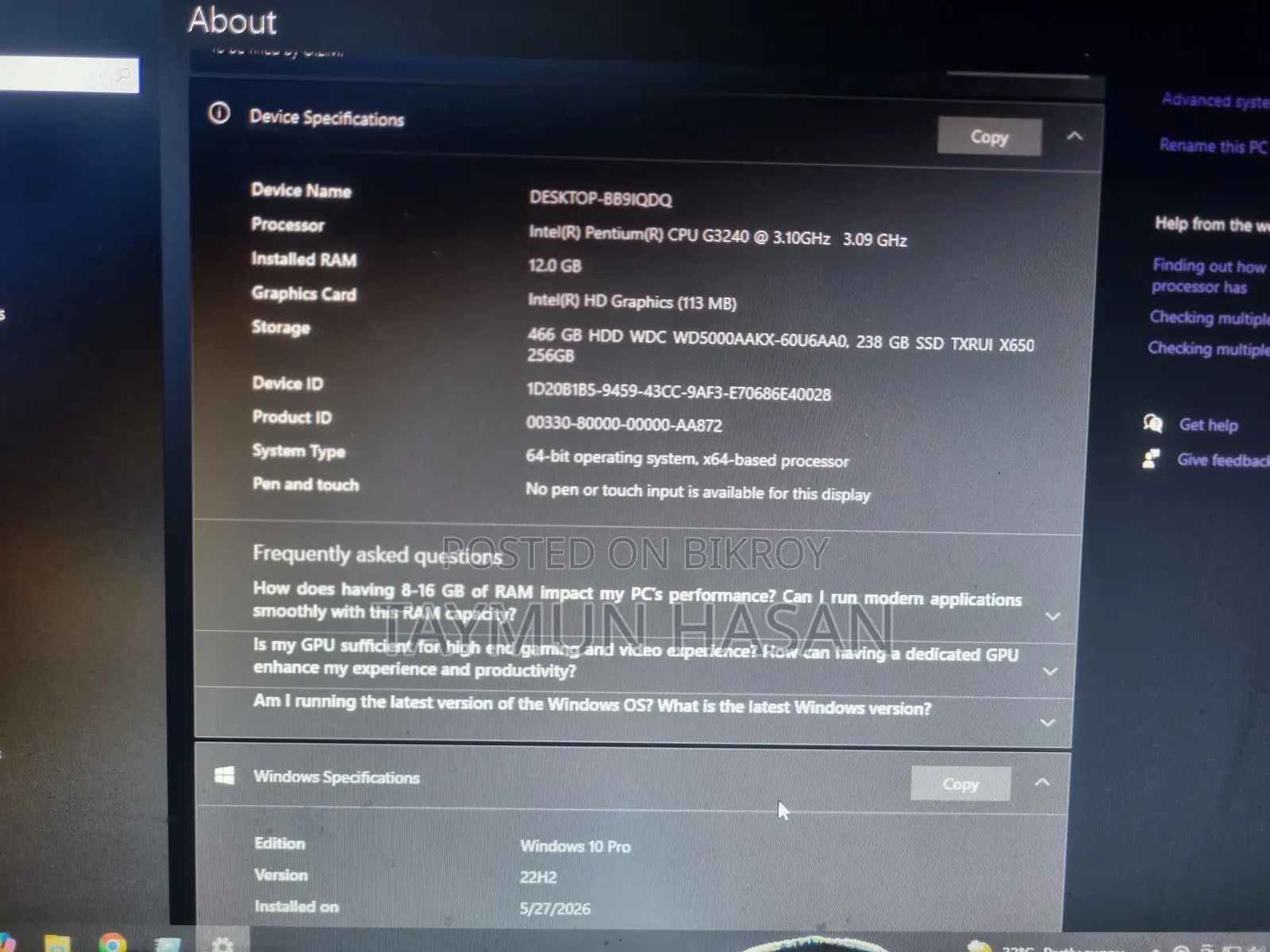 Desktop Computer 12GB Intel Celeron HDD+SSD 750GB