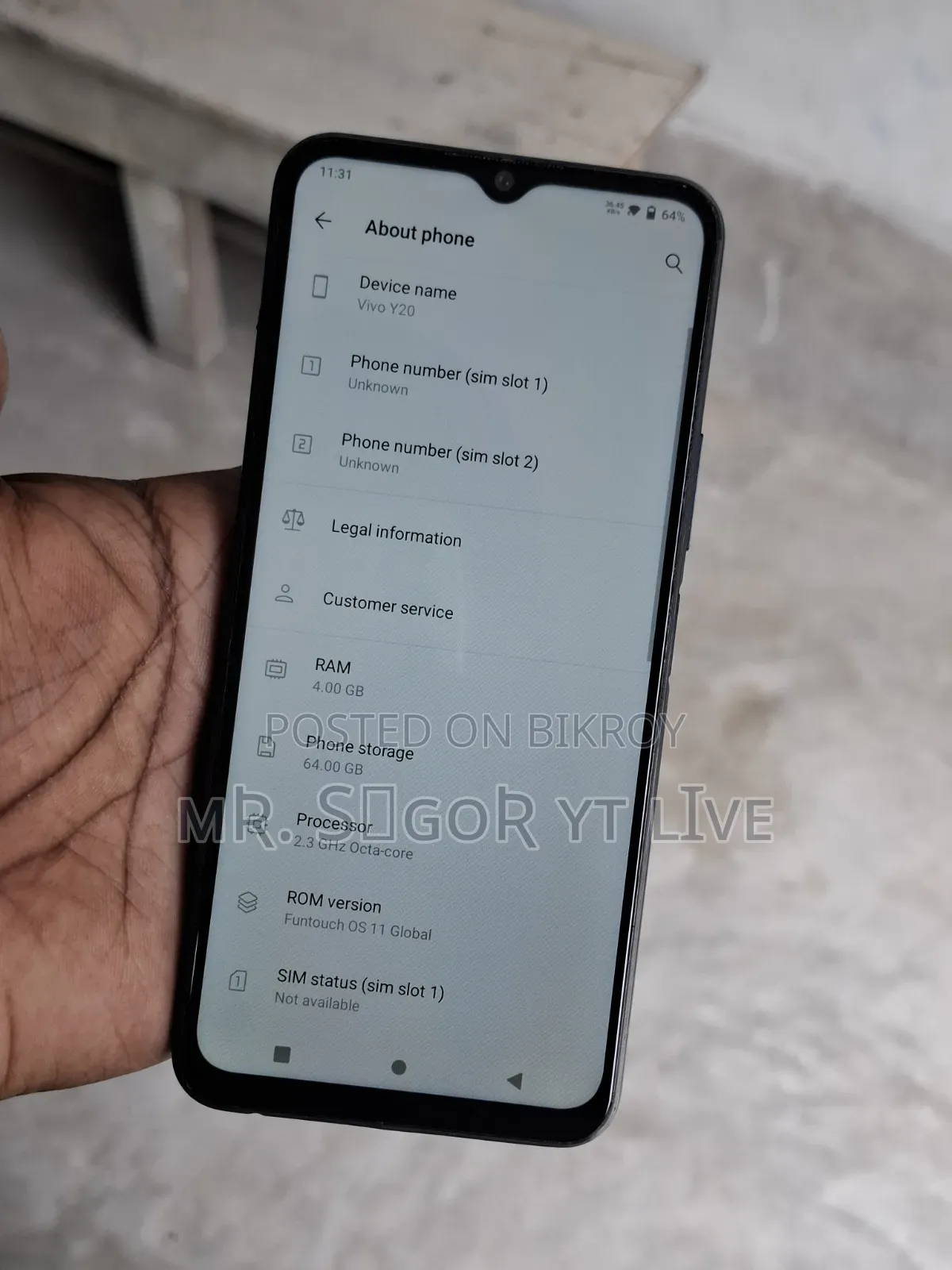 Vivo Y20 64 GB Black