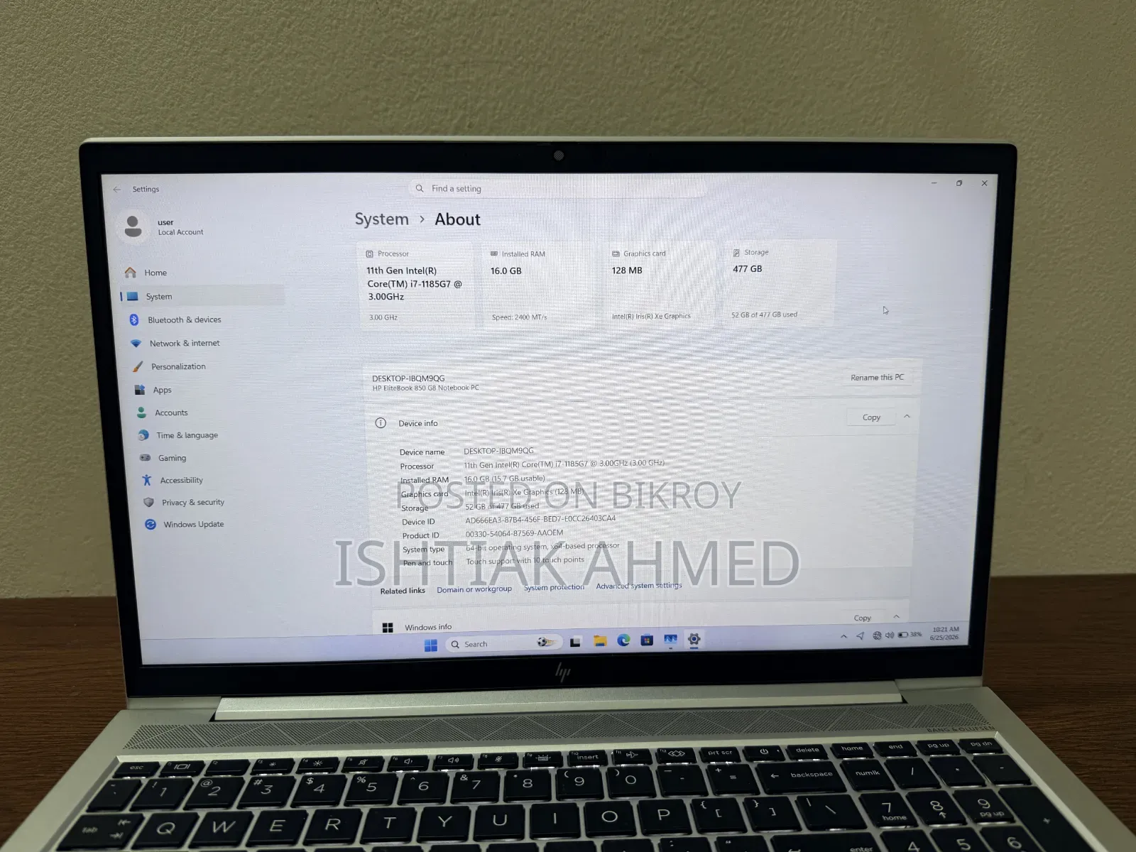 Laptop HP EliteBook 850 G8 16GB Intel Core i7 SSD 512GB