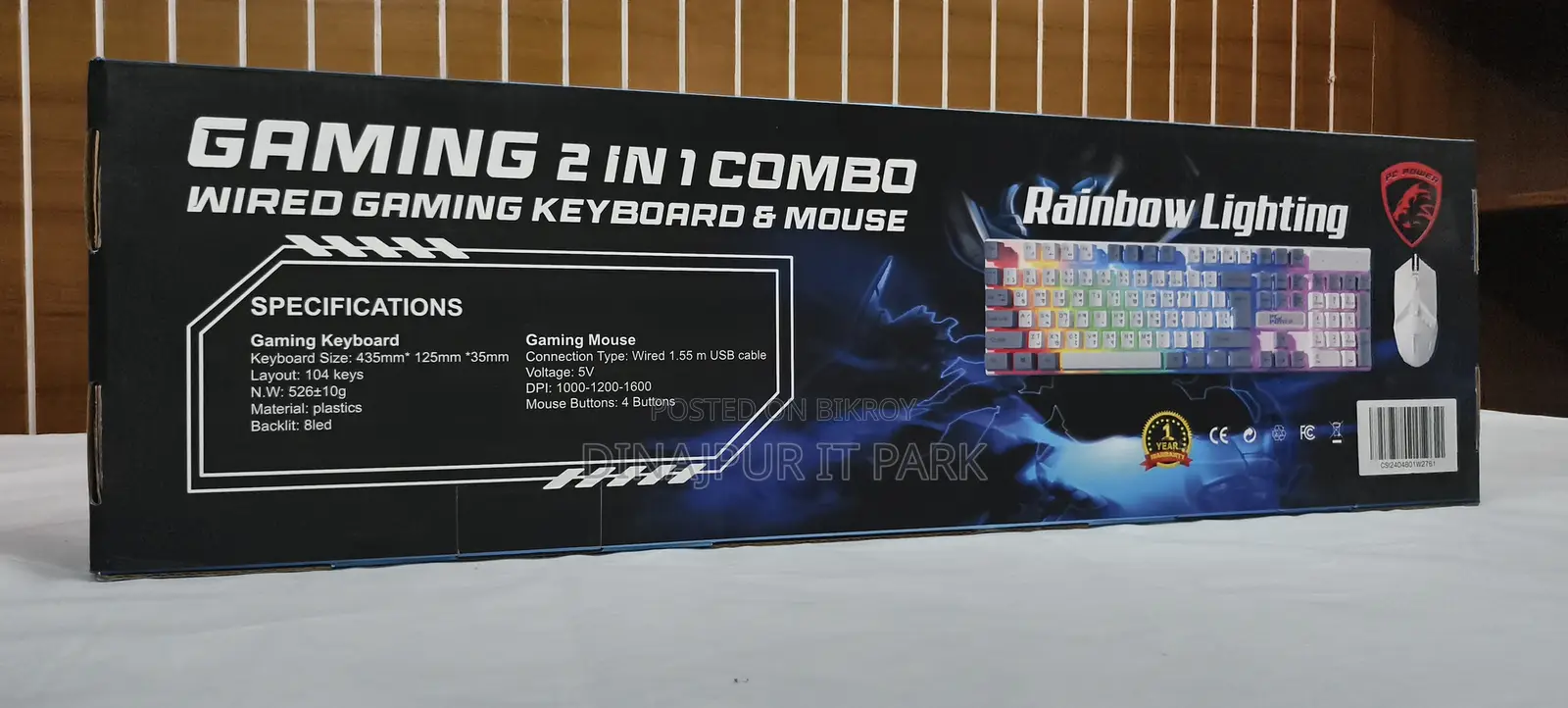 Pc Power Km02w Rainbow Lighting Wired Gaming Keyboard & Mouse Combo