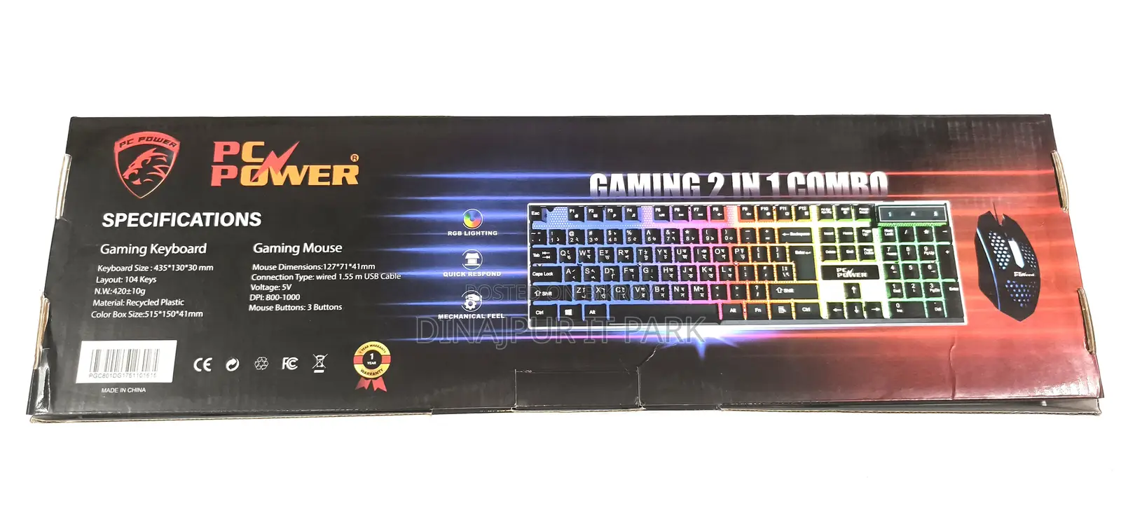 Pc Power Pgc801ta01 RGB Wired Gaming Keyboard Mouse Combo