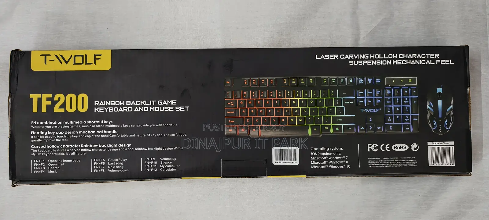 T-wolf Tf200 Rainbow Backlit Wired Gaming Keyboard & Mouse Combo