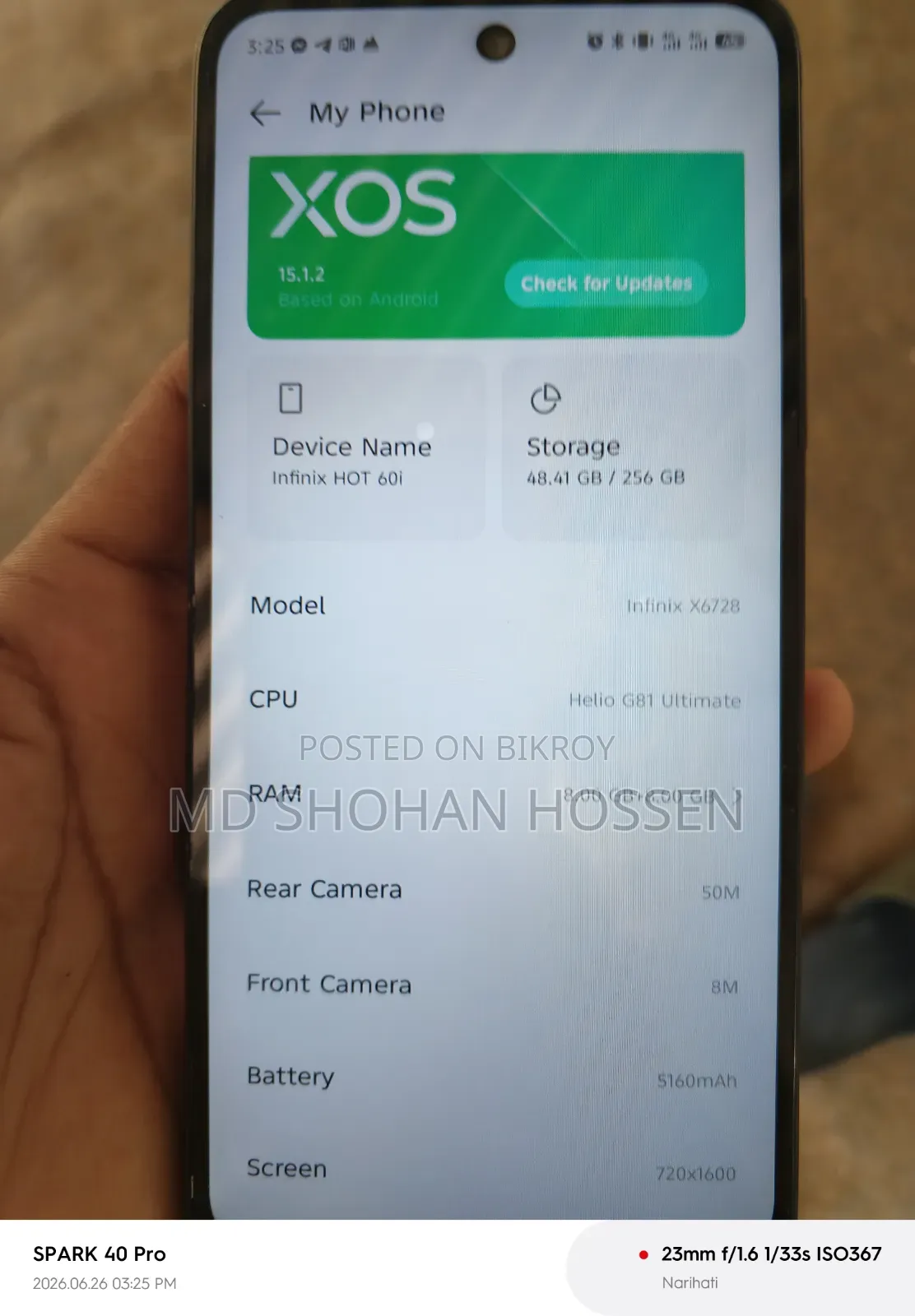 New Infinix Hot 60i 256 GB Black