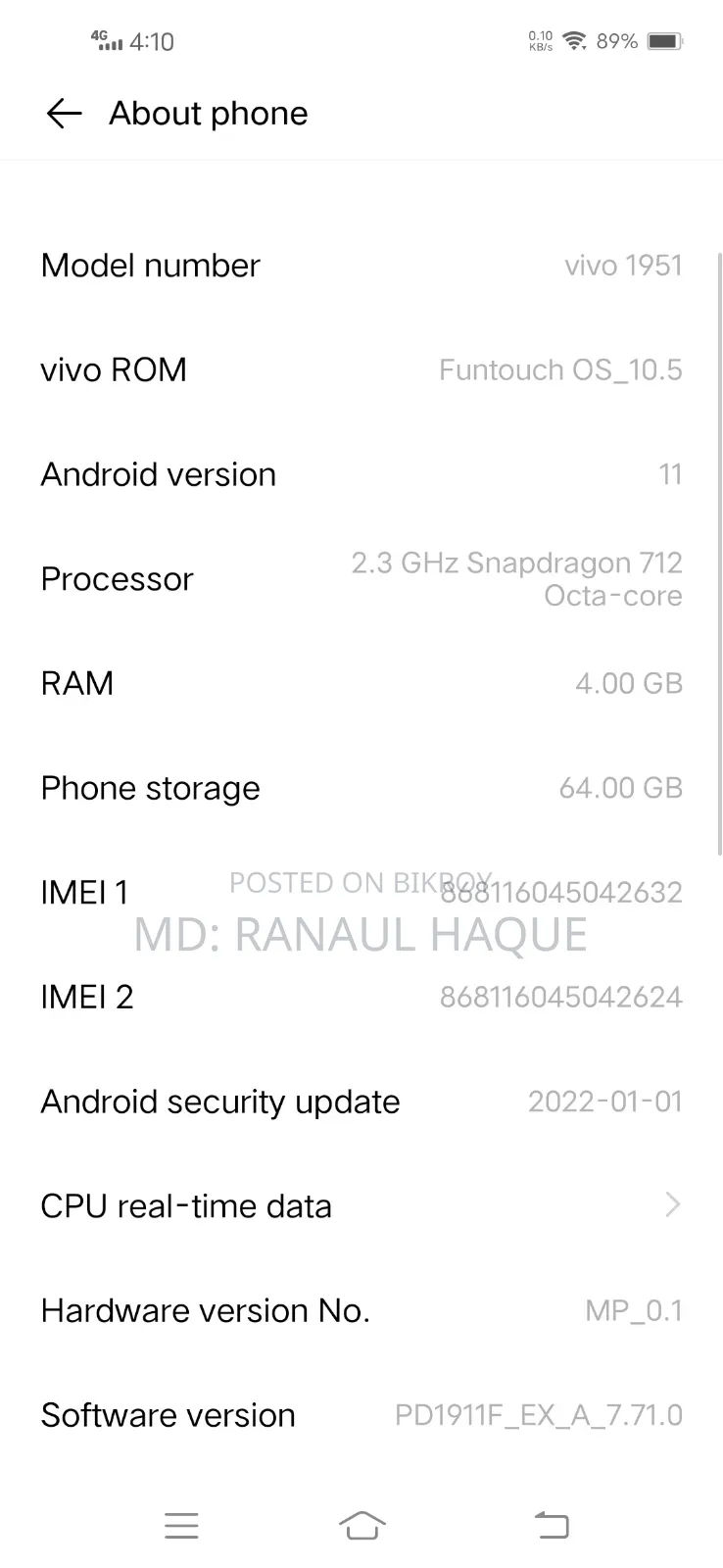 Vivo 64 GB Gray