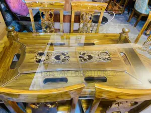 Wooden Glass Top Dining Set