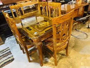 Wooden Glass Top Dining Set
