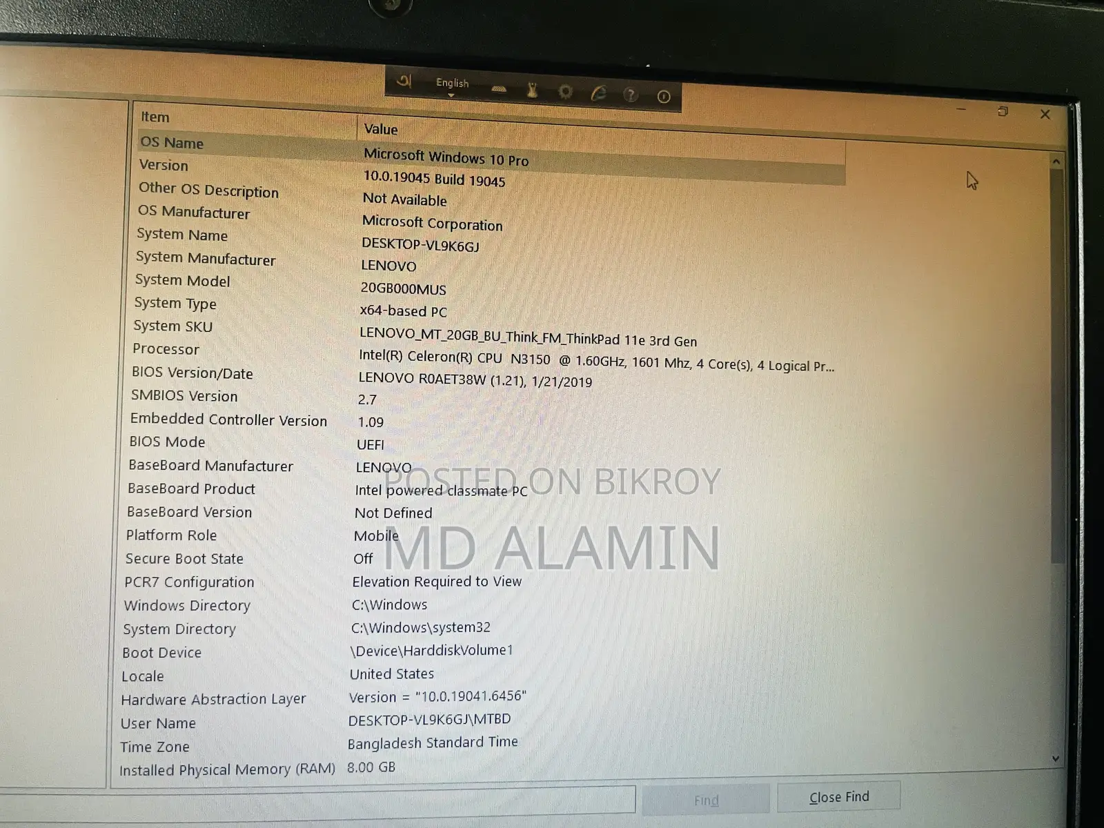 Laptop Lenovo ThinkPad 11e 8GB Intel Core i3 SSD 128GB