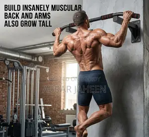 Wall Mounted Pull Up Bar for Building Back and Arms and Growing Tall