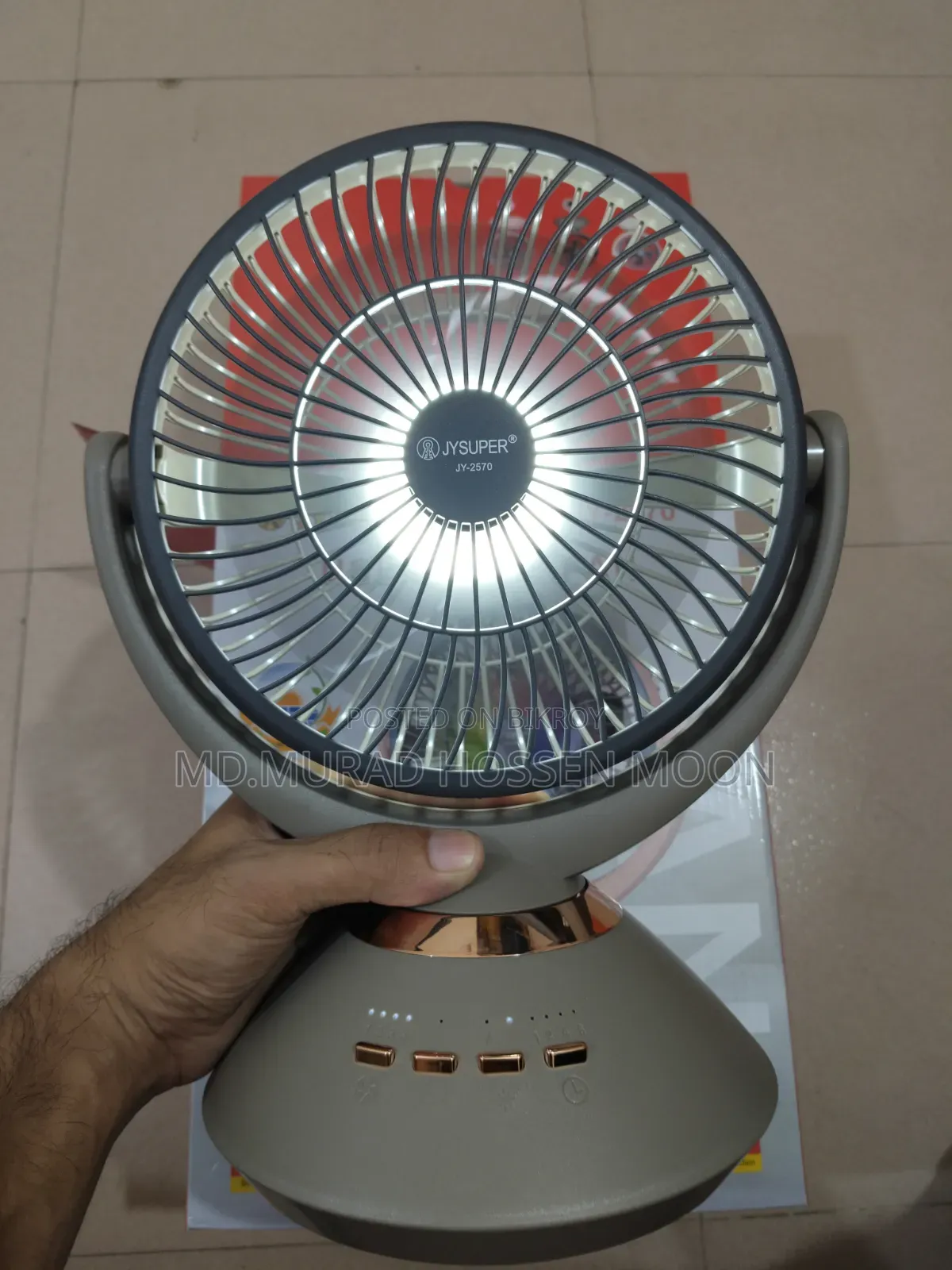 Jy Super Jy-2570 Rechargeable Usb Table Fan | 20 Hours Backup.