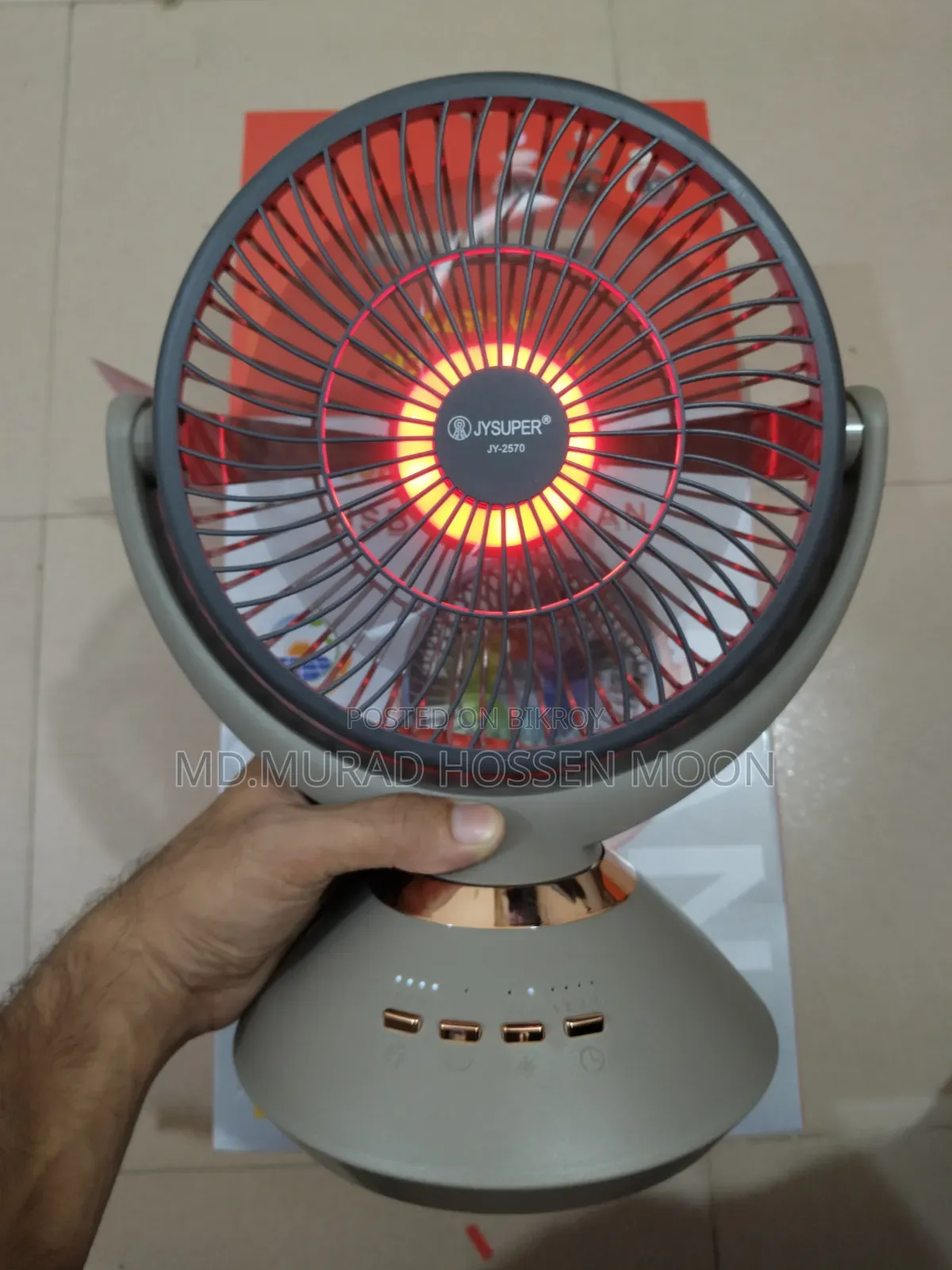Jy Super Jy-2570 Rechargeable Usb Table Fan | 20 Hours Backup.